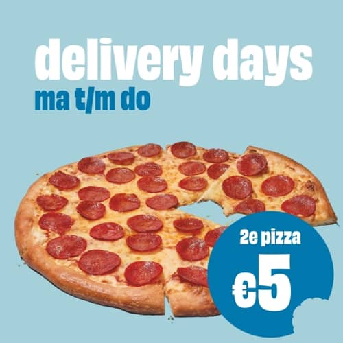 Delivery Days | Elke maandag t/m donderdag elke 2e pizza voor slechts €5